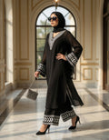 Chikankari Georgette Kurti Set – Black Elegance with White Hand Embroidery (44–45”)
